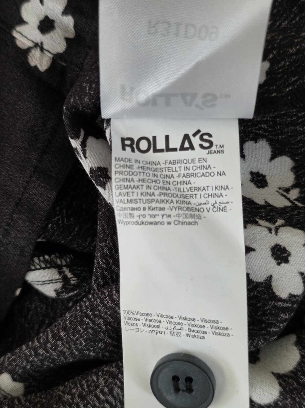 Rolla's Folk Susie Black Floral Button-Front Mini Dress Size M - Picture 10 of 16